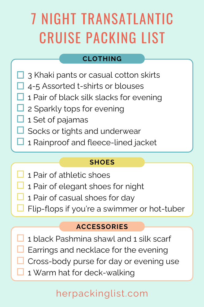 Transatlantic cruise female packing list